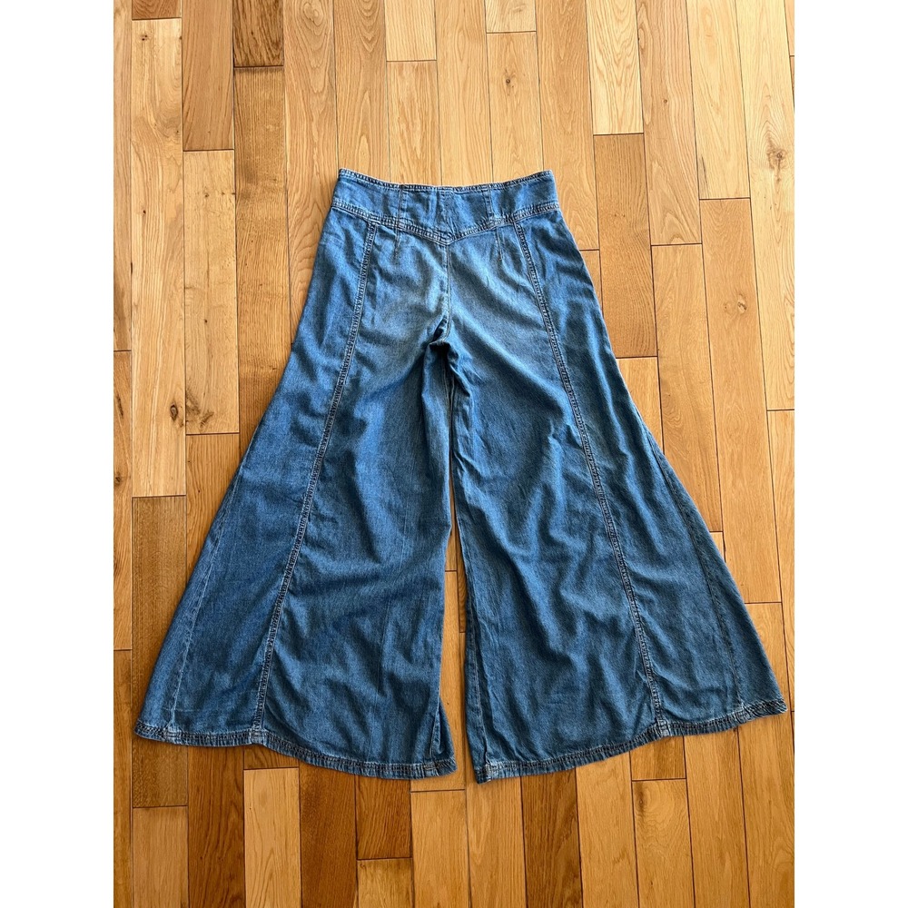 Free People Juniper Wide Leg Palazzo Denim Jeans Mid Rise Womens Size 28 - Picture 9 of 9